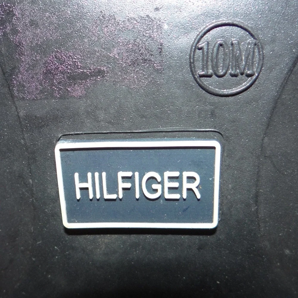 Tommy Hilfiger Khristie Black Boots Women 10M Glossy Matte Mid Calf Waterproof‎